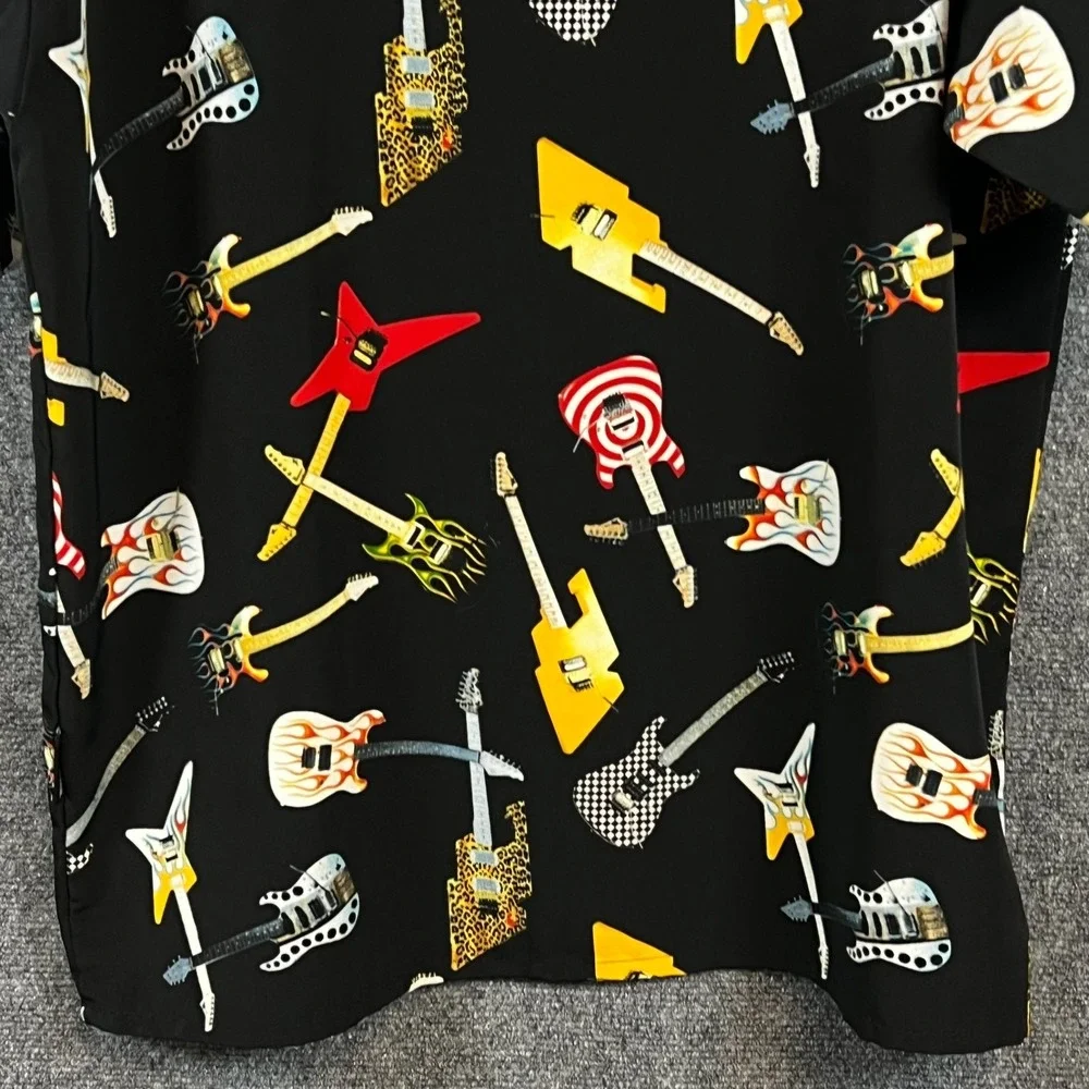 Mens VTG Dragonfly Clothing Co. Hard Rock St Thomas AOP Guitar Camp Shirt Size M - Picture 10 of 13